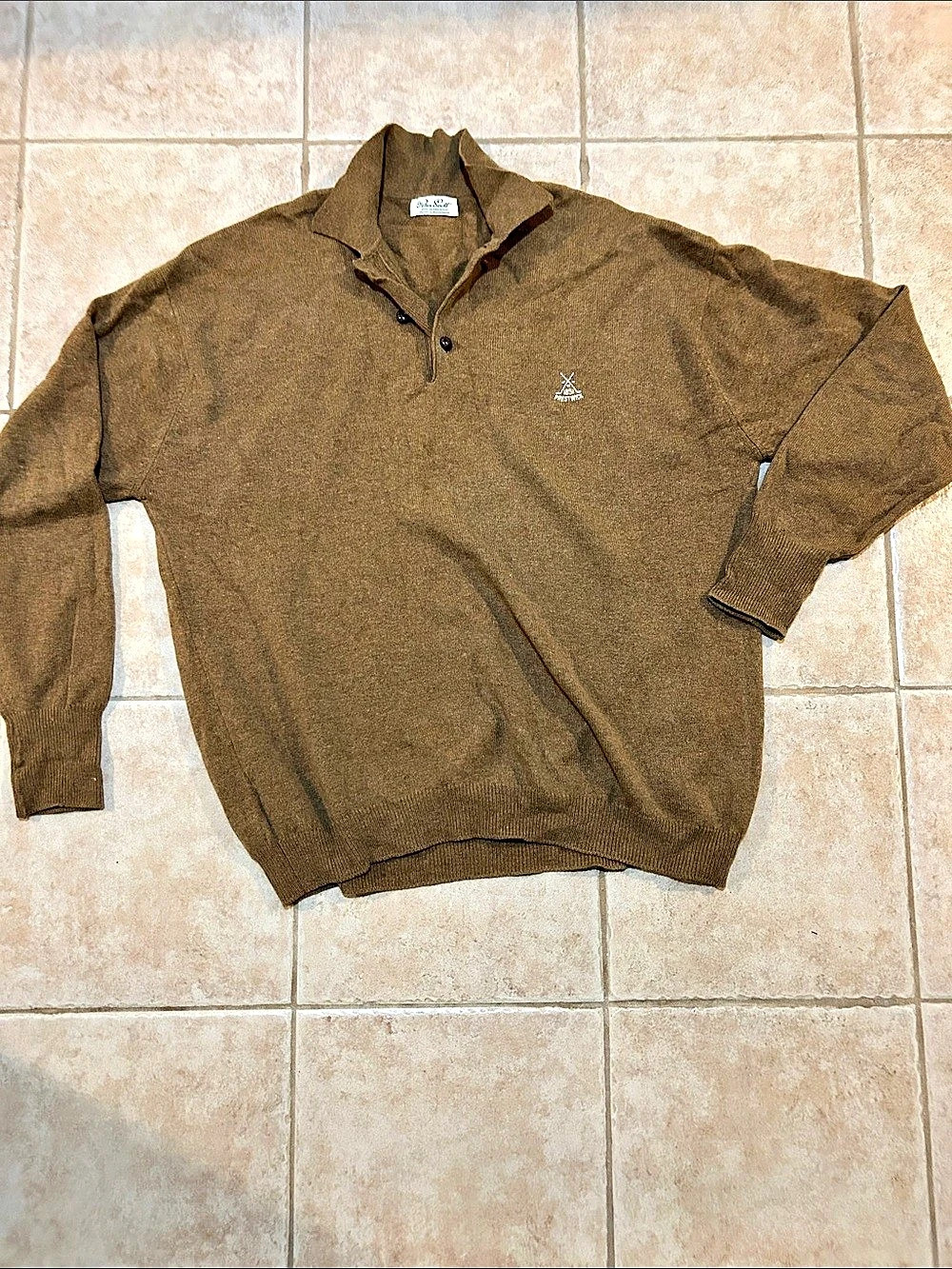 Peter Scott Prestwick 1851 Golf Lambswool Pullover Sweater Brown Sweater